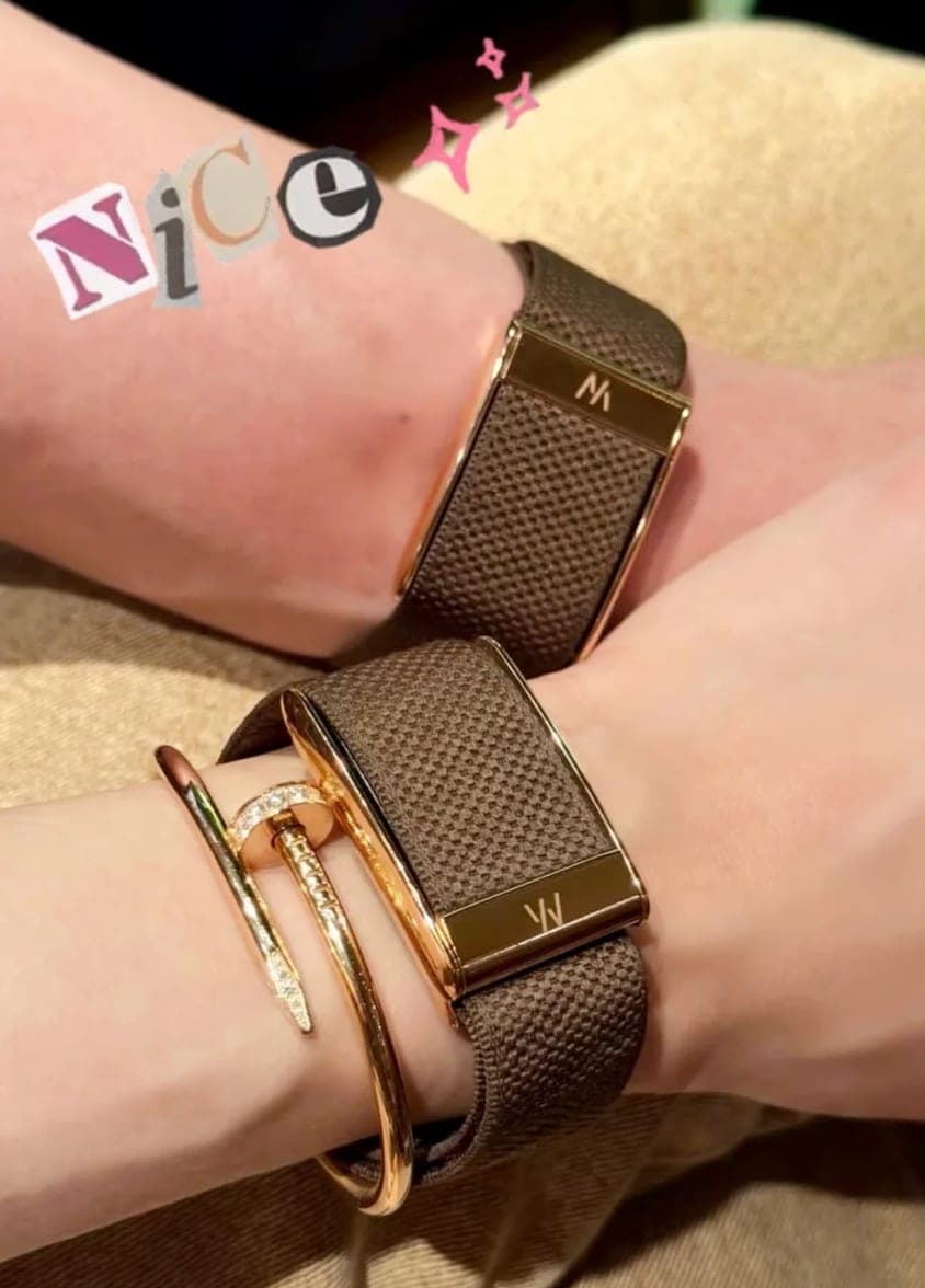 Brown Woven Band Compatible with WHOOP 4.0 / 5.0 — Gold Plate