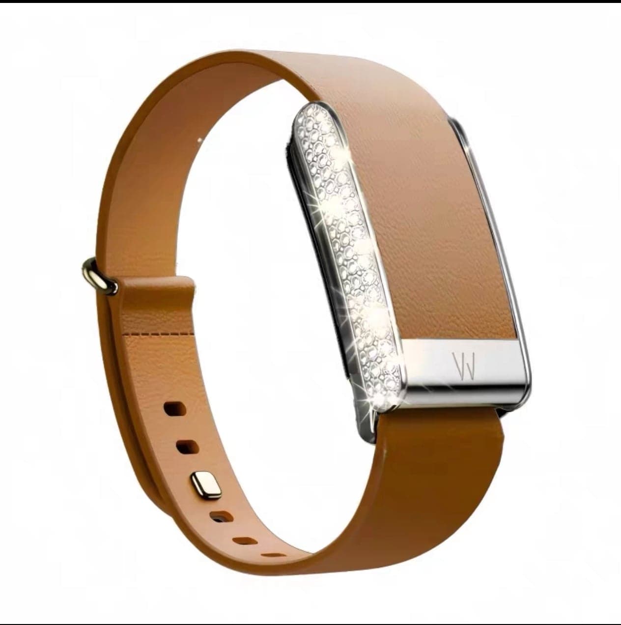 Cognac Leather Band with Moissanite Compatible with WHOOP 4.0 / 5.0