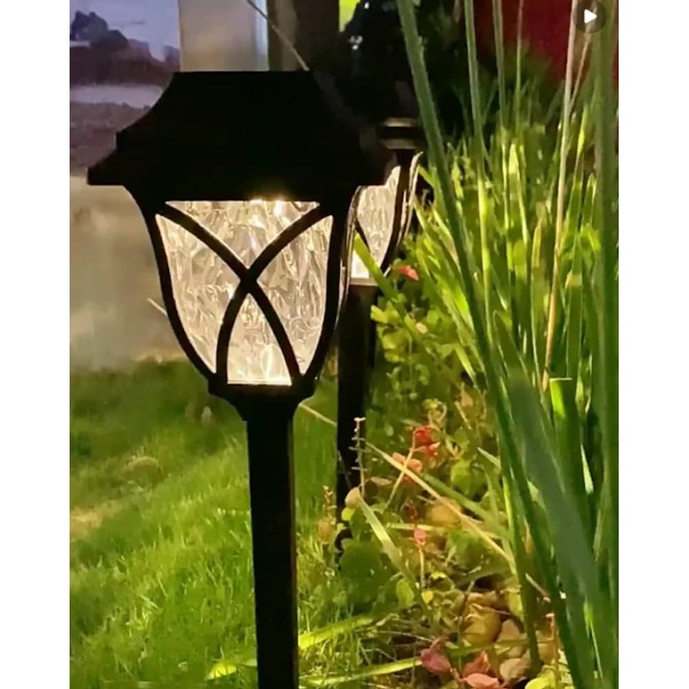 Cracked-Ice Glass Solar Lantern Lights — 2-Pack
