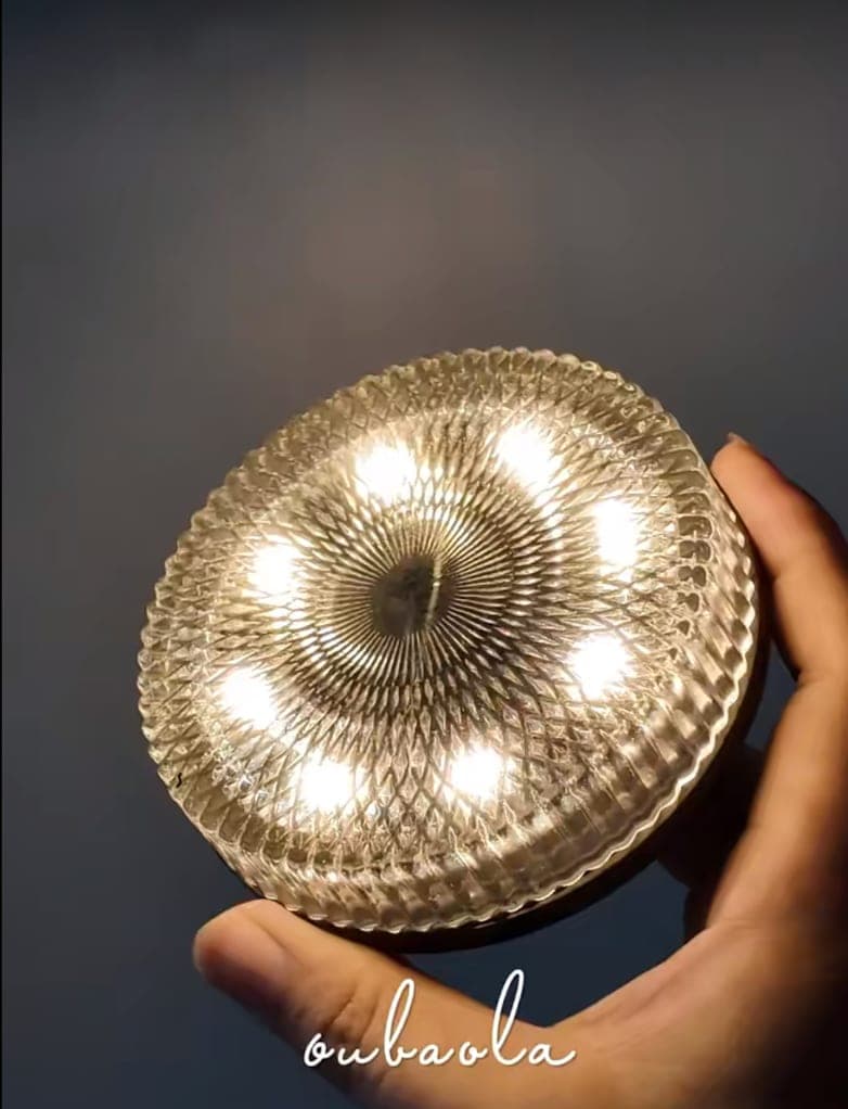 Crystal Facet Puck Night Light — Touch Atmosphere Lamp
