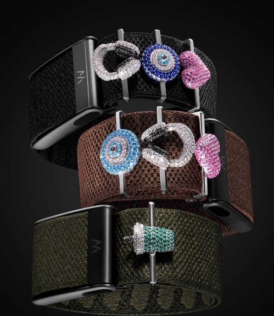Crystal Slide Charms for Knit Bands Compatible with WHOOP 4.0 / 5.0 — 3-Pack