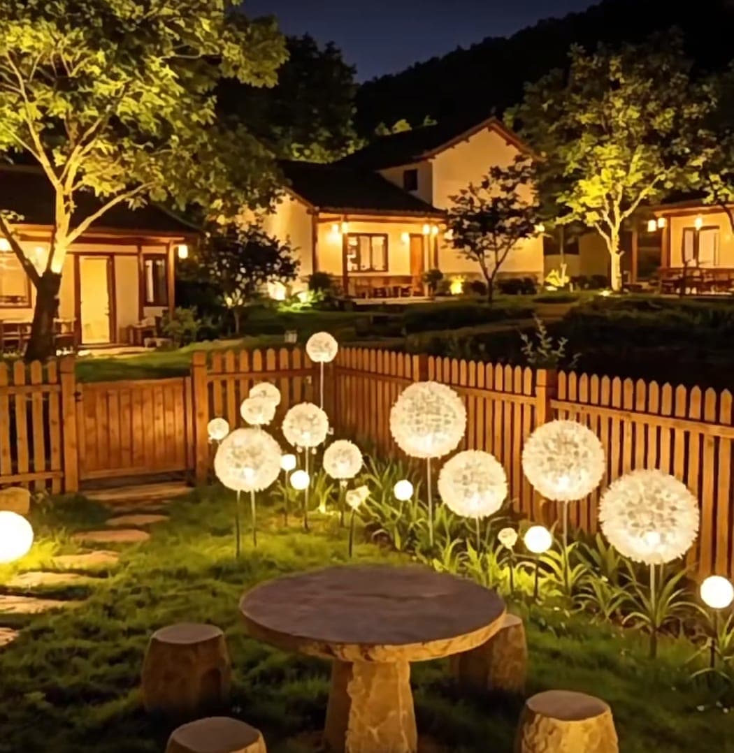 Dandelion Sphere Garden Lights — Solar Path Set