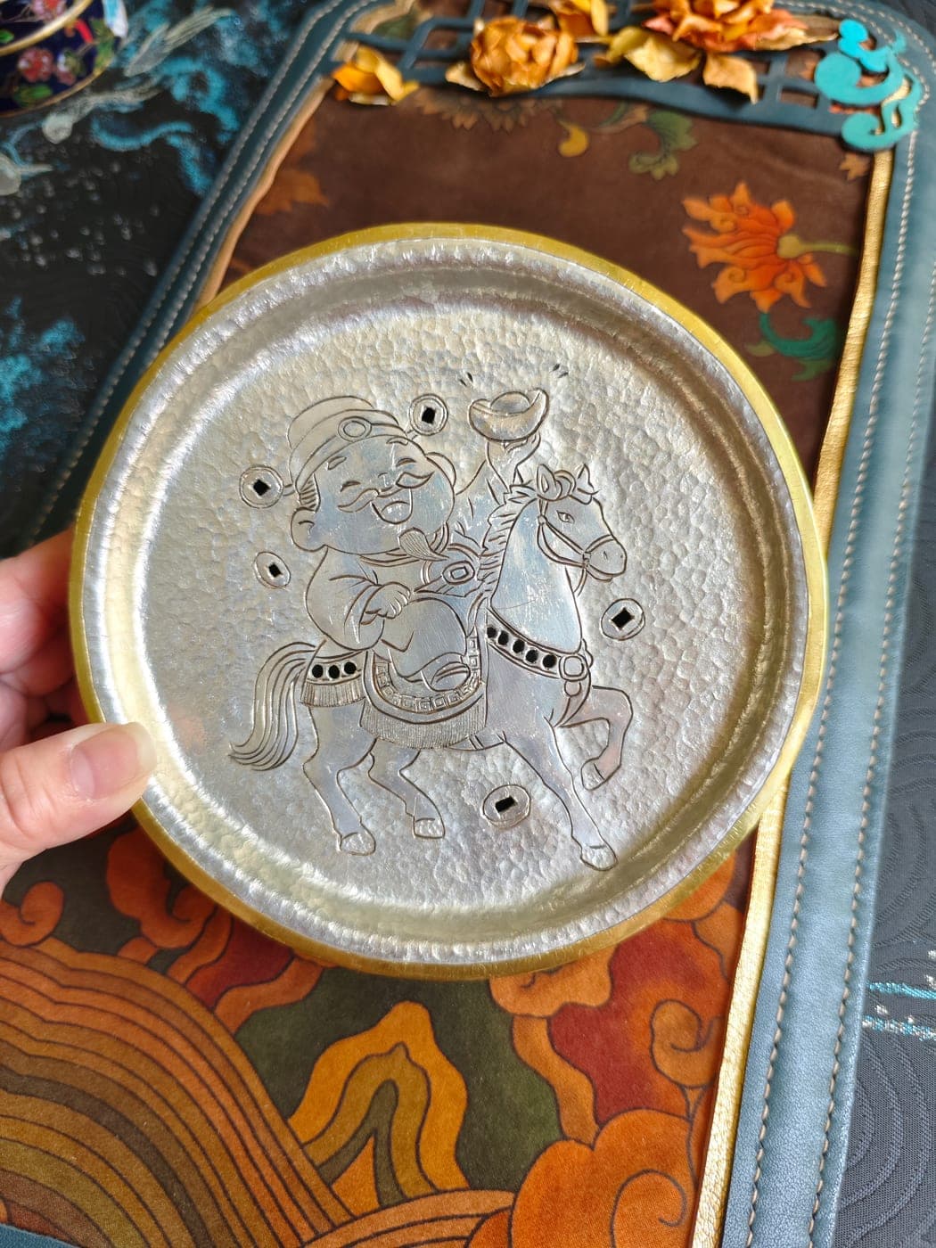 Fortune Horse Tin-Lid Hucheng — Copper Rim, Ceramic Base
