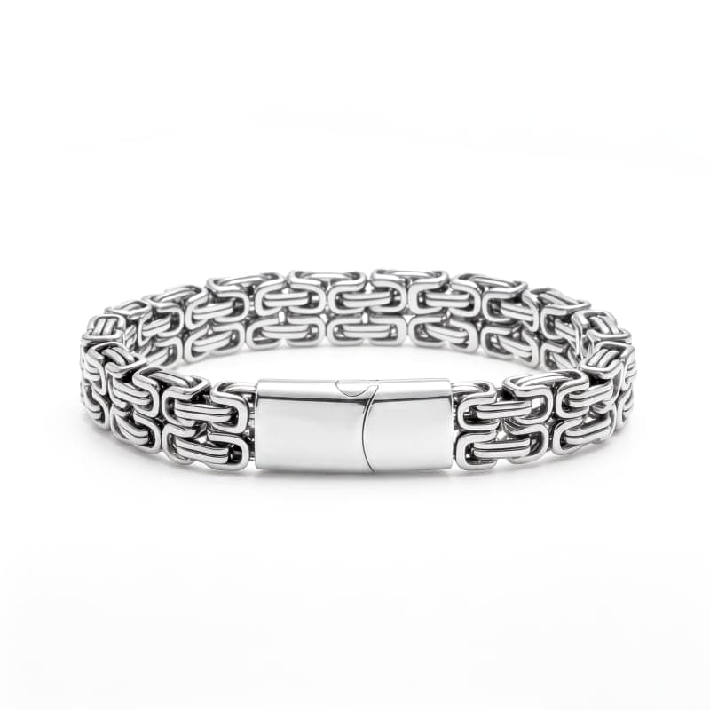 Double-Row Byzantine Bracelet — Steel, 10mm × 19cm
