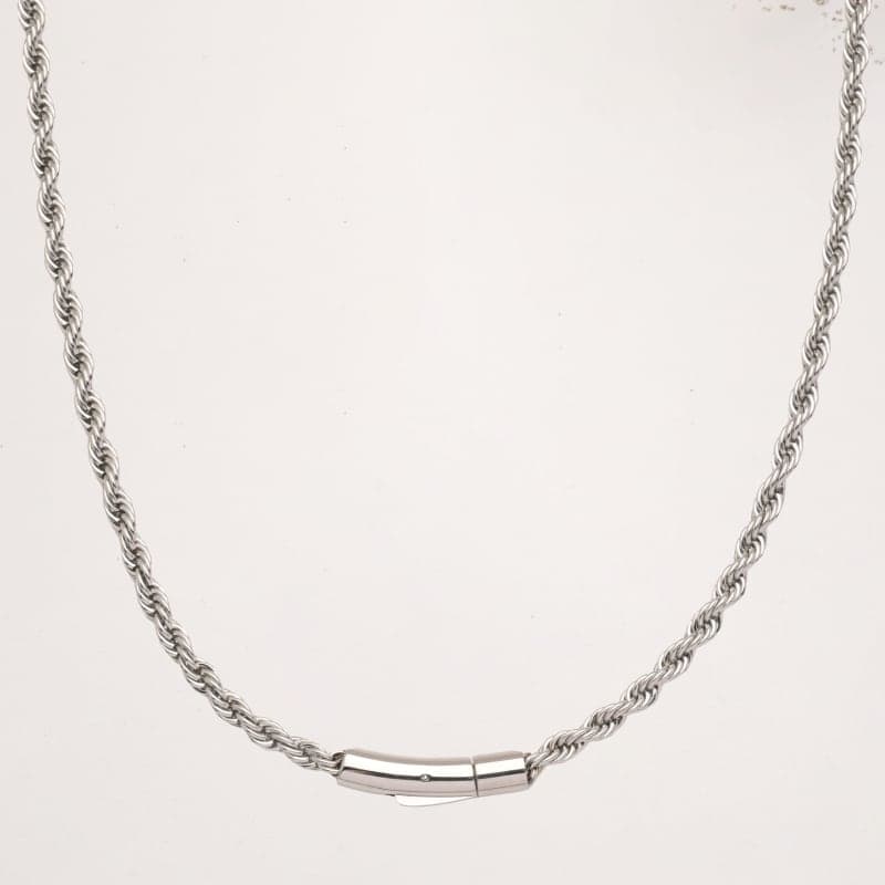 Twisted Rope Necklace Round Press Clasp — Titanium Gold, 5mm × 61cm