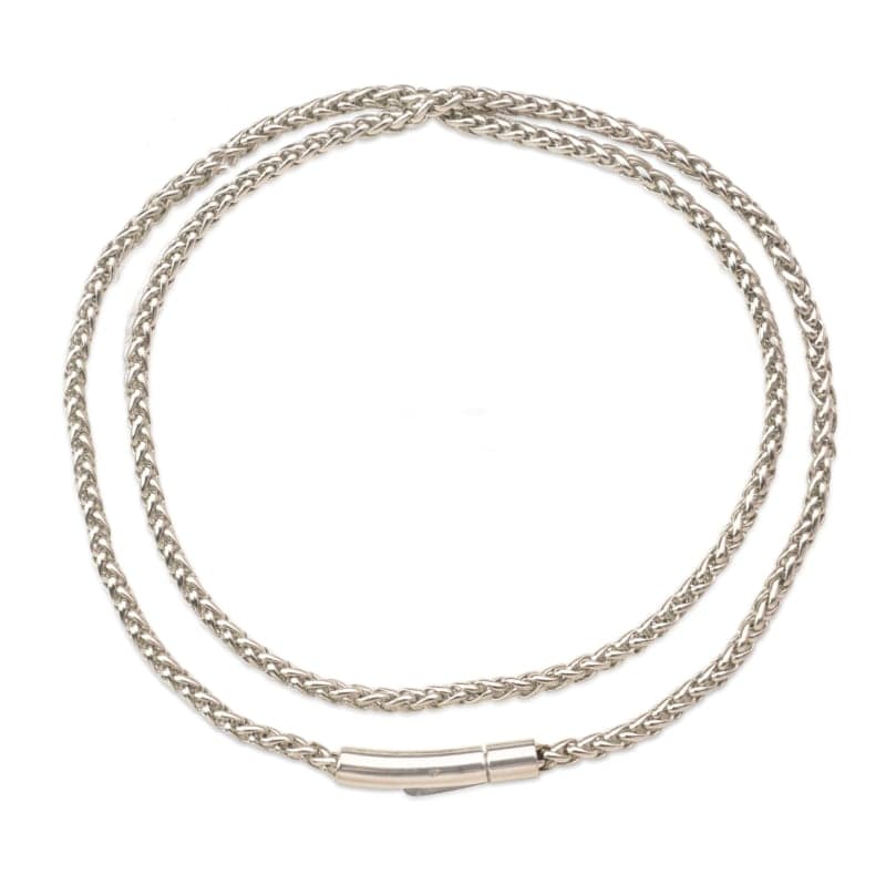 Flower-Basket Chain Necklace Bend-Tube Clasp — Steel, 3mm × 56cm