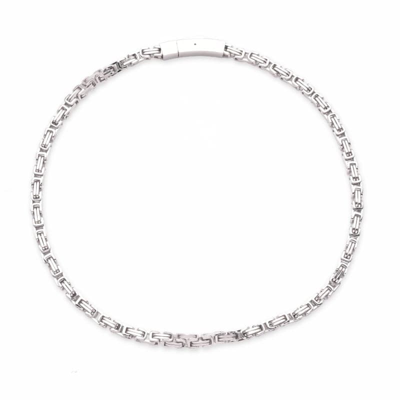 Byzantine Box Chain Necklace Square Press Clasp — Steel, 5mm × 56cm