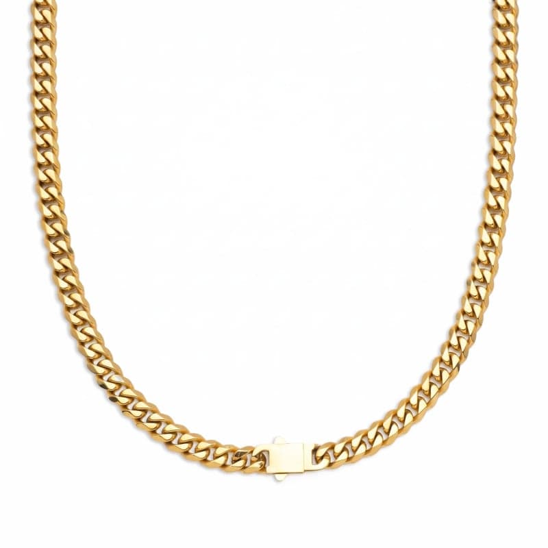 Cuban Hex-Cut Necklace — 18K Gold Tone, 8mm × 56cm