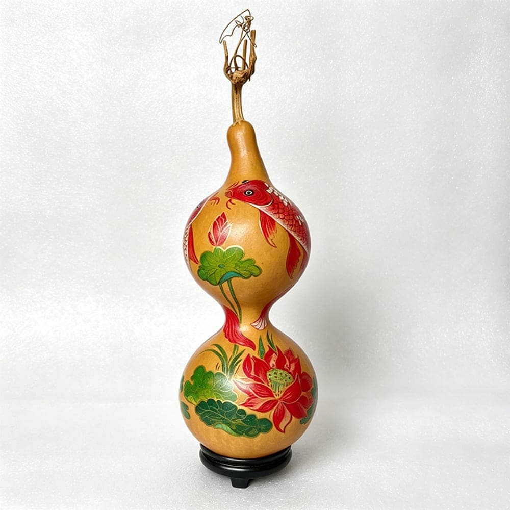 Lotus and Fish Pyrography Panel — Shandong Heritage Pyrography · Pan Heyun