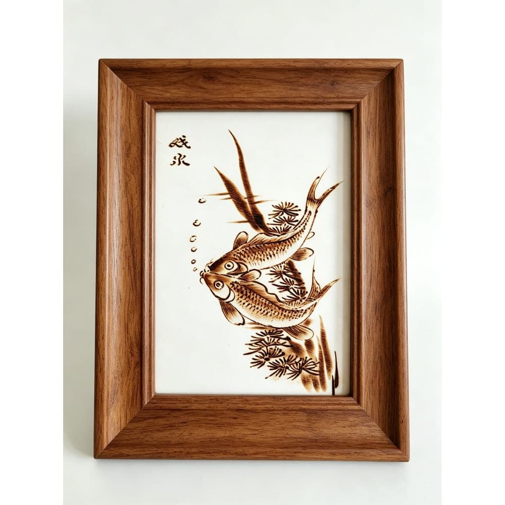 Water Play Pyrography Panel — Shandong Heritage Pyrography · Pan Heyun