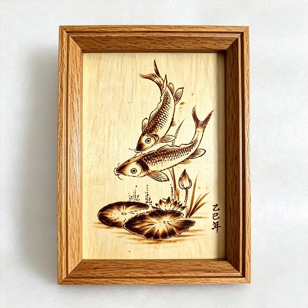 Year After Year Abundance Pyrography Panel — Shandong Heritage Pyrography · Pan Heyun
