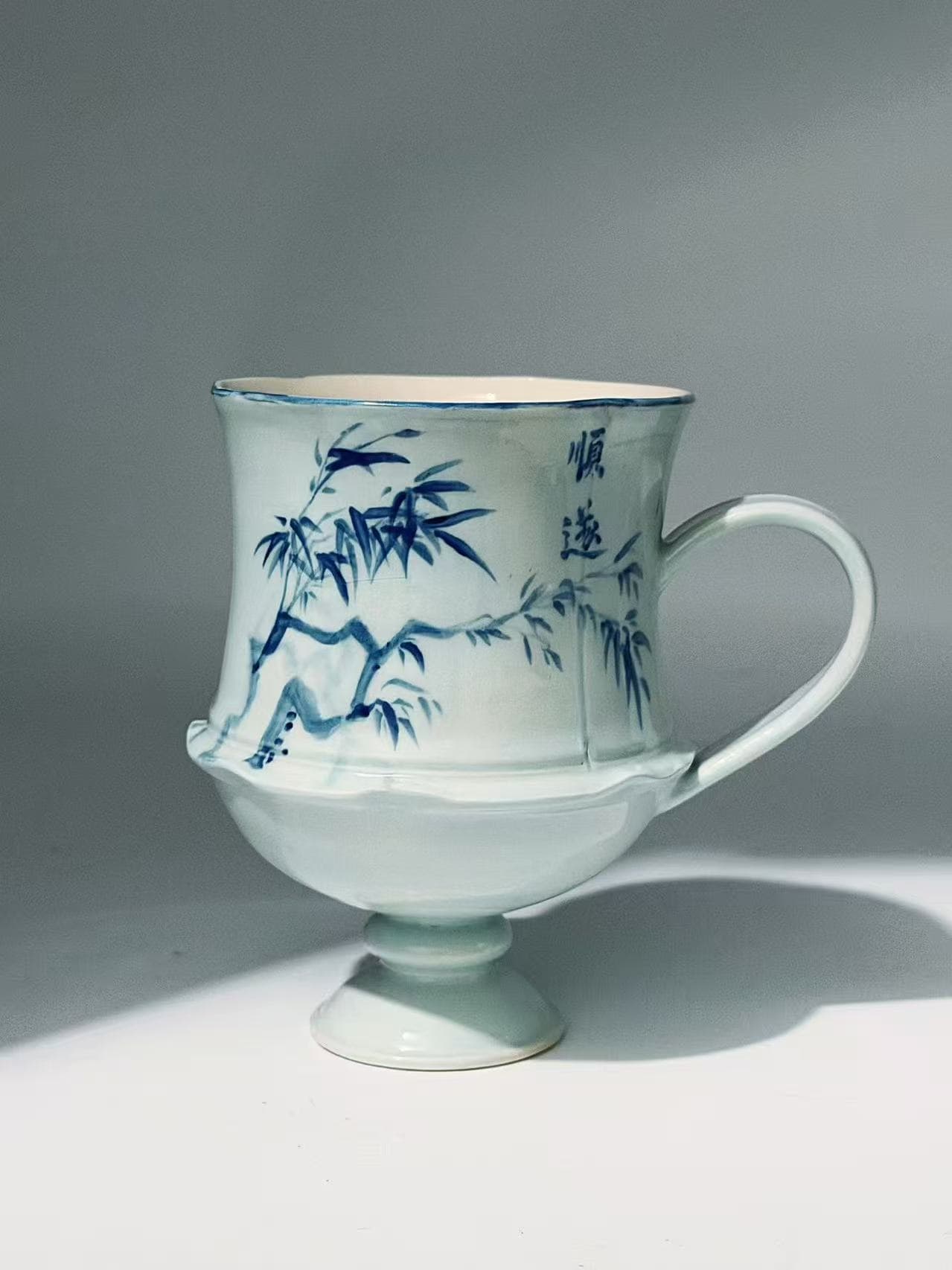 Hand-painted Qinghua Mug Pair — Names Engraved