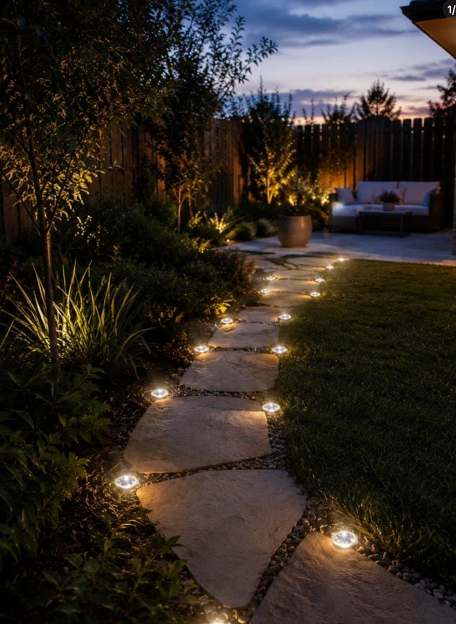 Solar Disk Ground Lights — Warm Path Edge Set