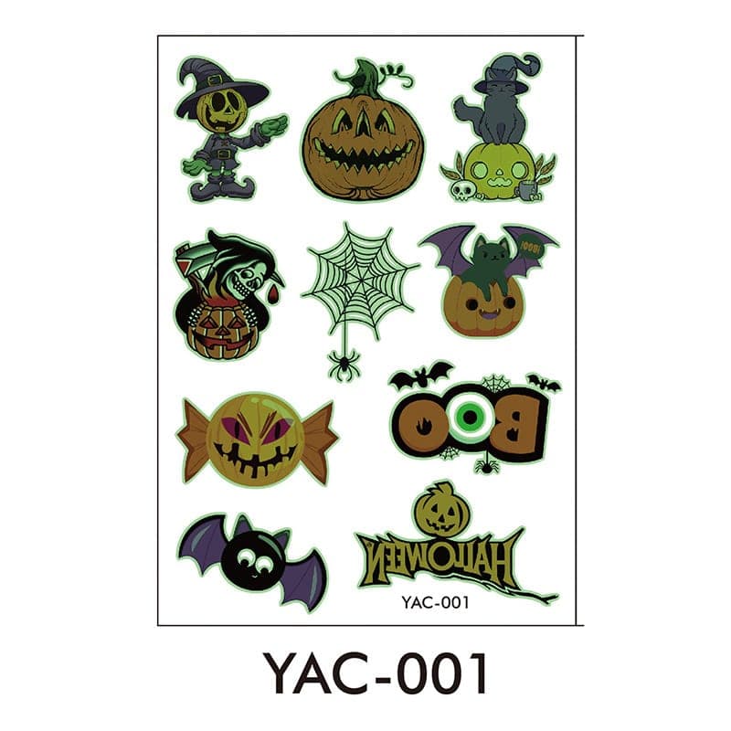 Glow-in-the-Dark YXA Temporary Tattoo Sheet — 60×105mm
