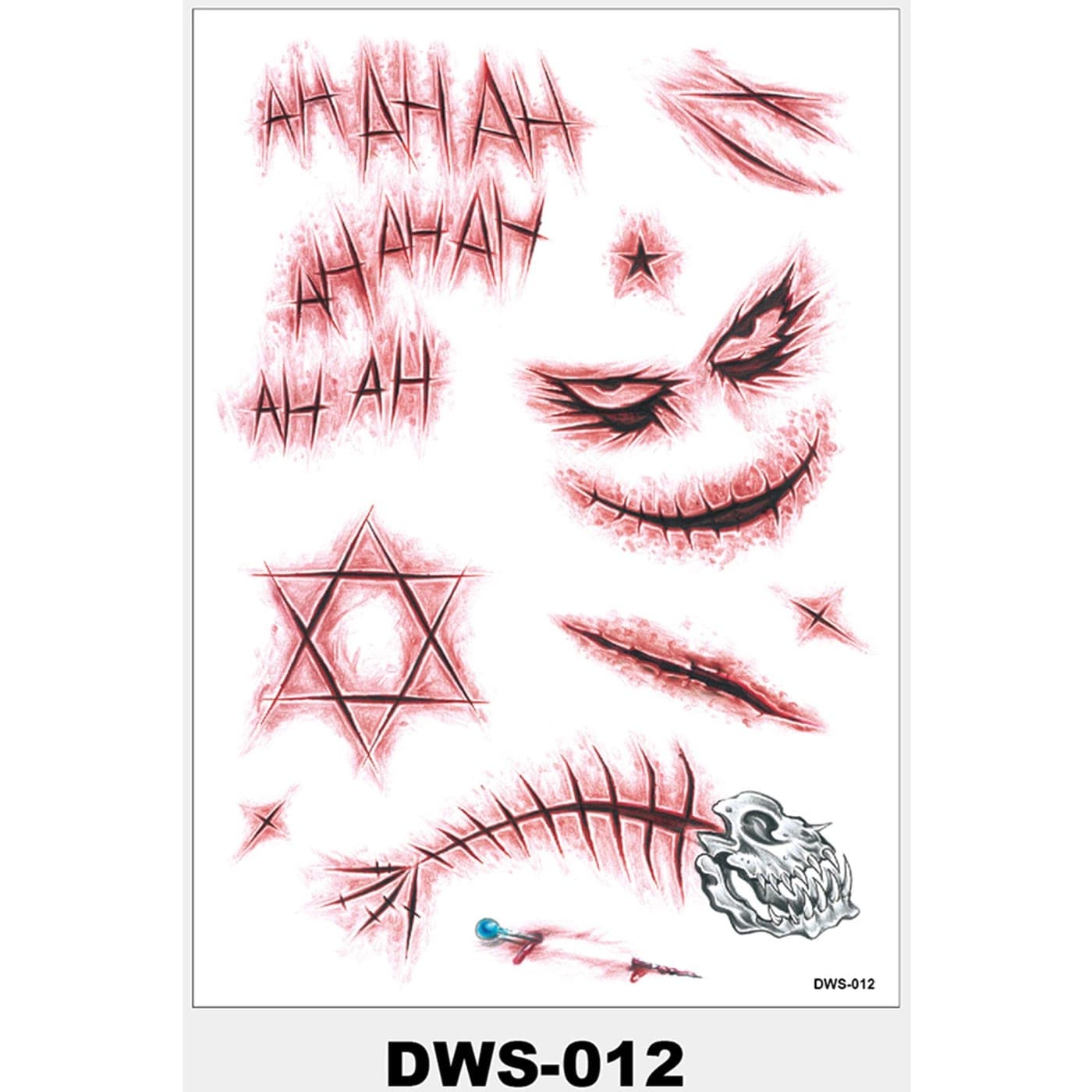 D/W/S Halloween Temporary Tattoo Sheet — 210×297mm