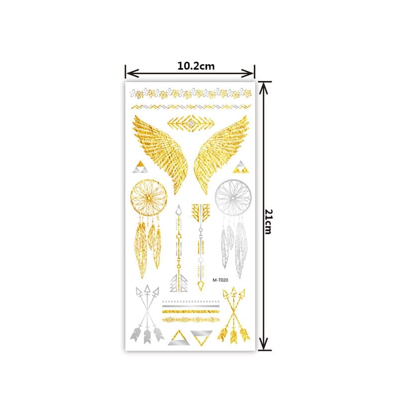 MT Hot-Stamp Gold Temporary Tattoo Sheet — 102×210mm