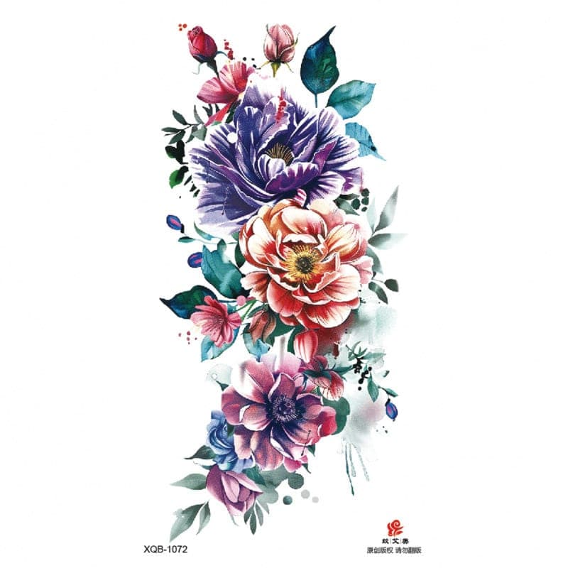 XQB Color Temporary Tattoo Sheet — 114×210mm