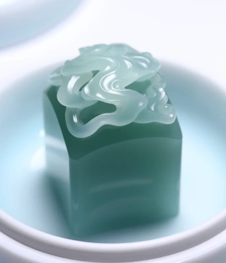 Teal Jasper-Style Ruyi Seal — Custom Name Stamp