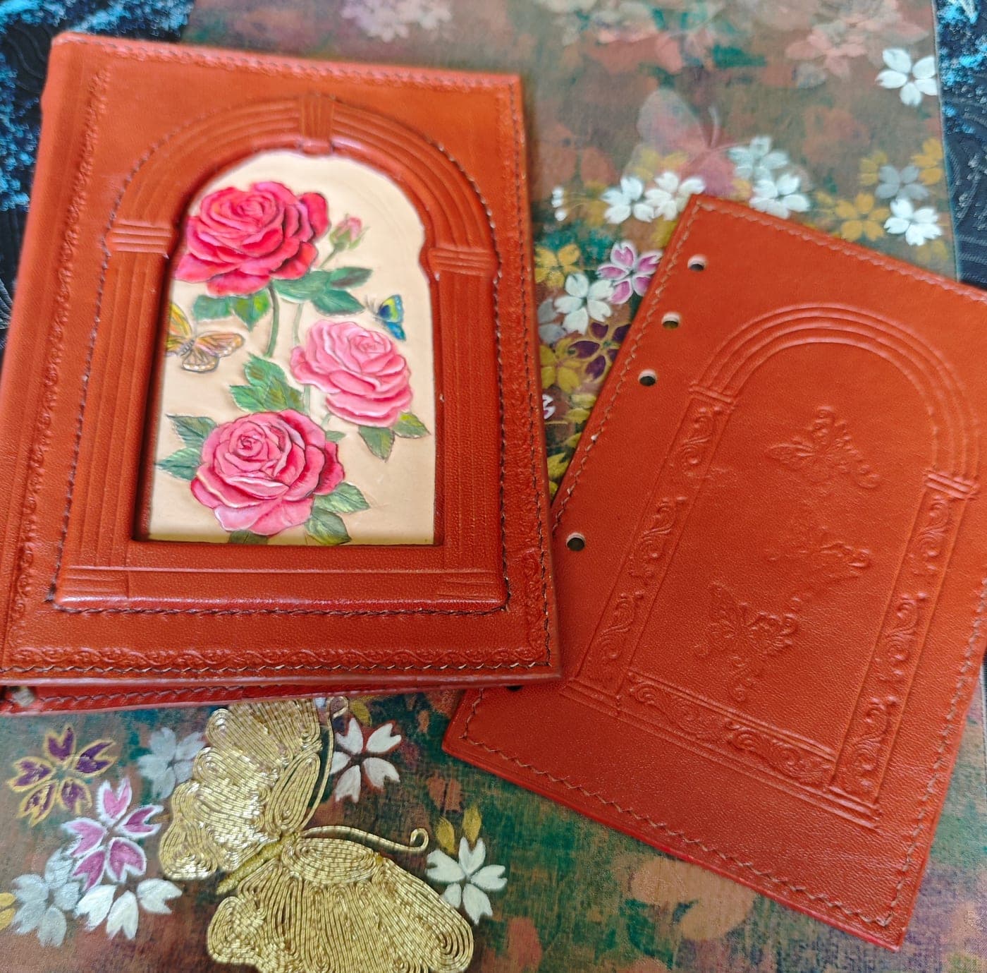Terracotta Roman-Arch Rose Leather Journal