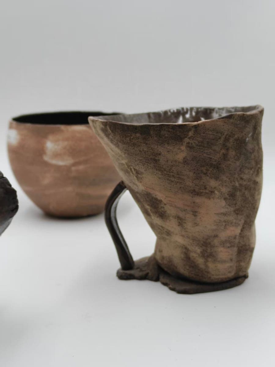 Sculptural Ceramic Mug — Irregular Clay Handle