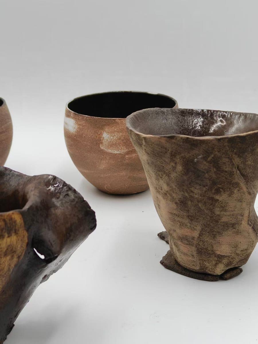 Rustic Handcrafted Ceramic Tea Cups — Organic Forms