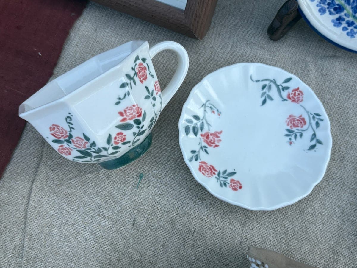 Rose Porcelain Creamer & Saucer Set