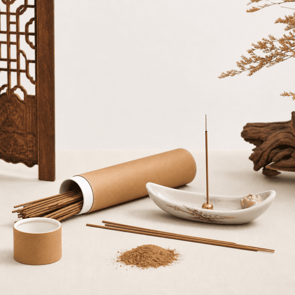 Sandalwood Incense Gift Set — Ceramic Burner + Sticks