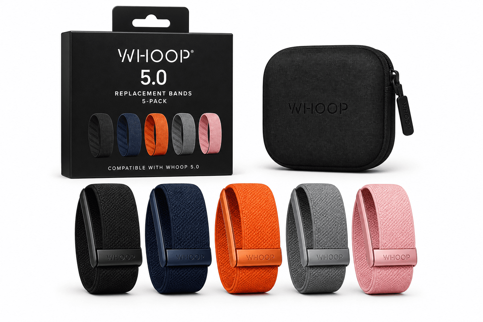 Band Bundle Compatible with WHOOP 5.0 / 4.0 — 5 Straps + Travel Case