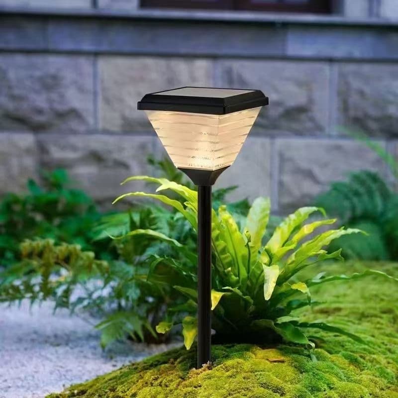 Solar Path Light — Frosted Pyramid Stake Lamp