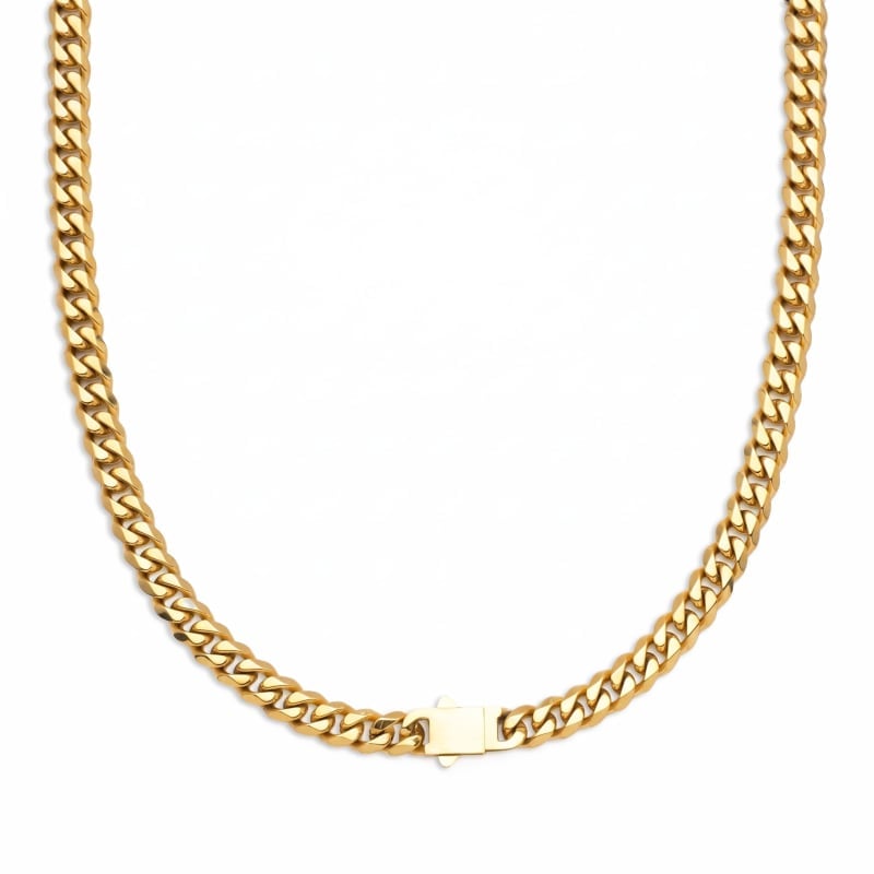 Real QC photo — stainless Cuban hex-cut necklace from YueFetch’s Guangdong jewelry shelf.