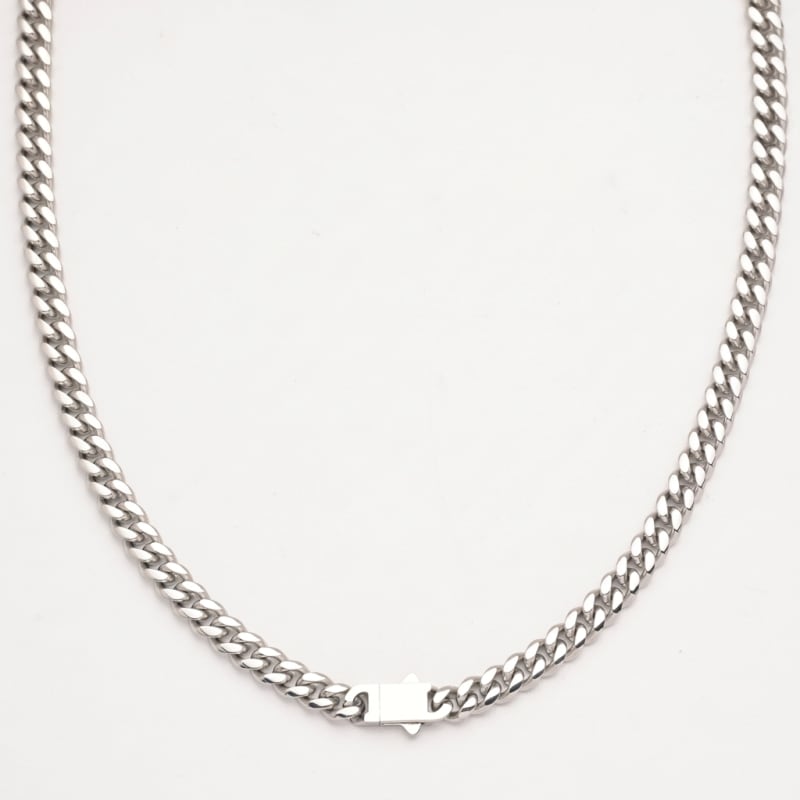 Dense rounded Cuban necklace in steel, 8mm — factory photo of the listed piece.